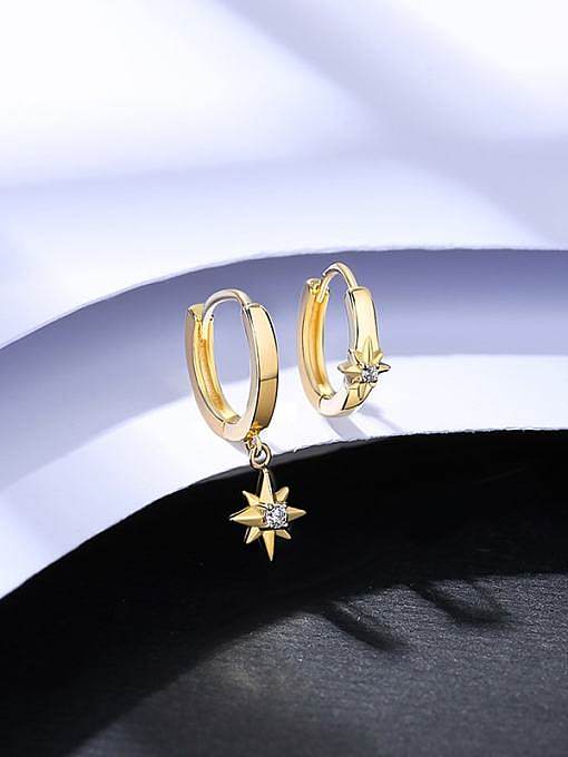 925 Sterling Silver Asymmetrical Geometric Cute Huggie Earring