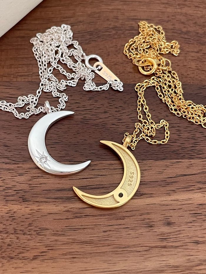 Collier minimaliste lune en argent sterling 925