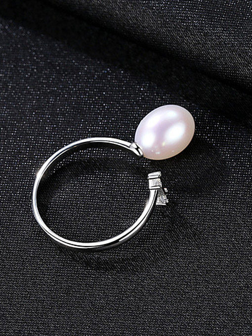 Pure silver freshwater pearl minimalist free size ring