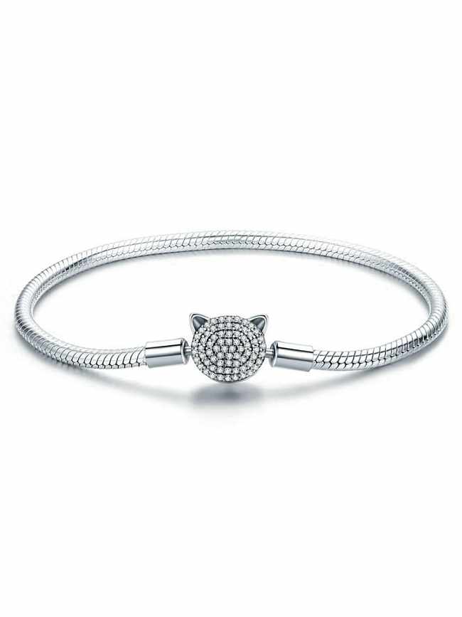 Bracelet chaîne chat mignon en argent 925