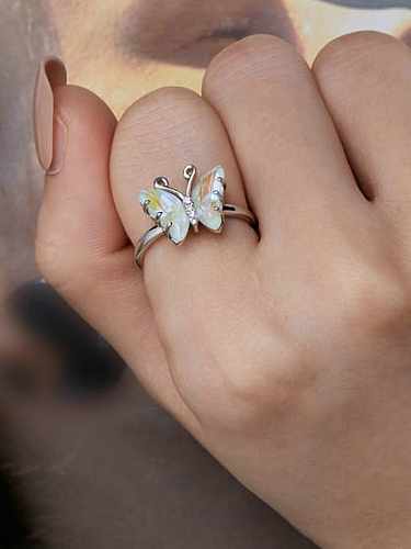 925 Sterling Silver Resin Butterfly Cute Band Ring