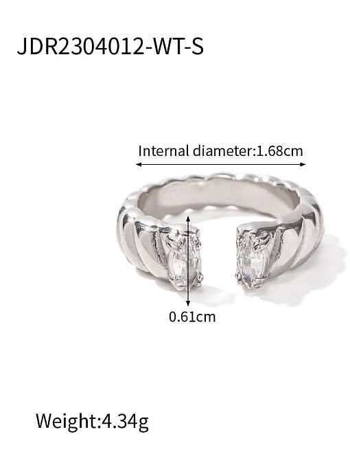 Geometrischer Trend-Band-Ring aus Edelstahl mit Zirkonia