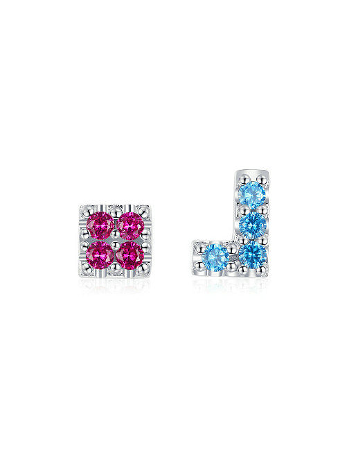 925 Sterling Silver Cubic Zirconia Geometric Dainty Stud Earring