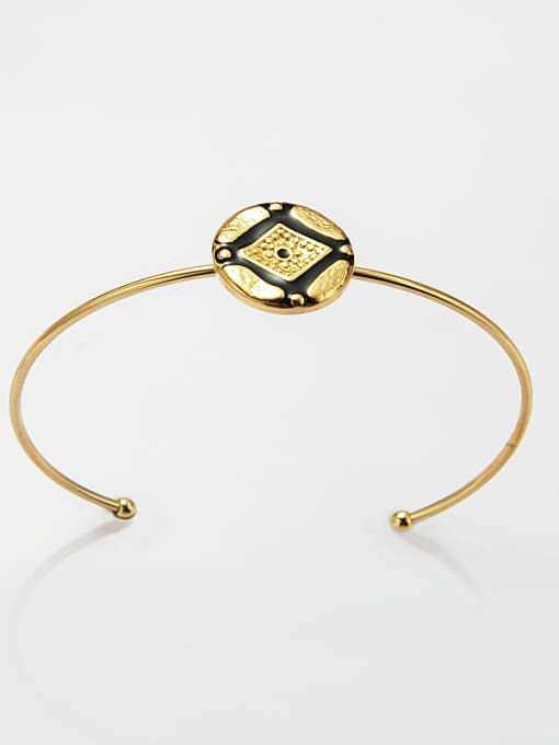 Bracelet manchette vintage géométrique en acier titane émaillé