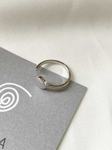 Sterling Silver geometric round bean free size ring