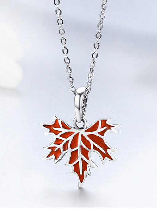 925 Sterling Silver Enamel Minimalist Leaf Pendant