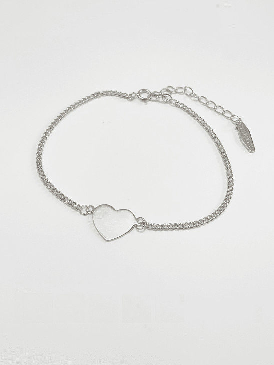 925 Sterling Silver With Platinum Plated Delicate Heart Bracelets