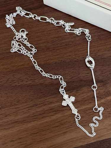 Collar de cadena geométrica hueca minimalista de plata de ley 925