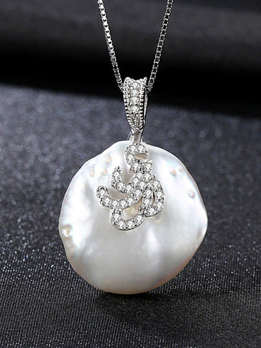 Sterling silver inlaid AAA zircon natural Baroque Pearl Necklace