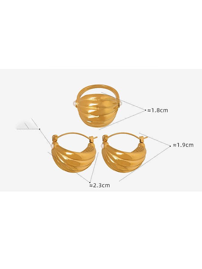 Titanium Steel Trend Geometric Earring Ring Sets