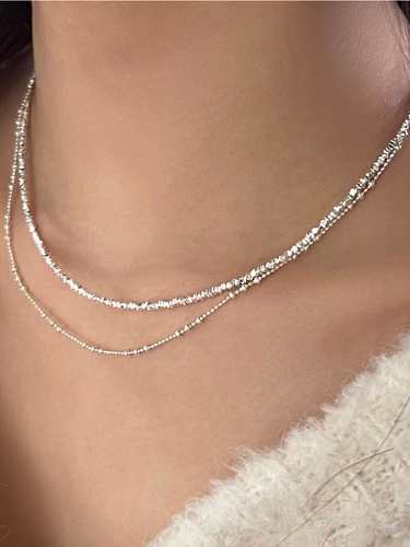 925 Sterling Silver Minimalist Beaded Chain Necklace
