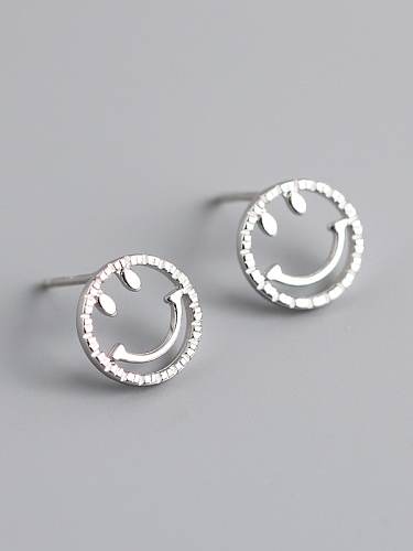 925 Sterling Silver Cubic Zirconia Smiley Cute Stud Earring