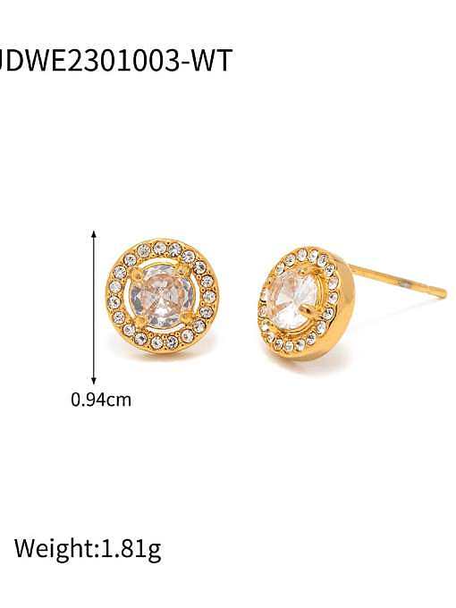 Stainless steel Cubic Zirconia Round Dainty Stud Earring