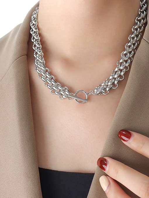 Trend Geometric Titanium Steel Bracelet and Necklace Set