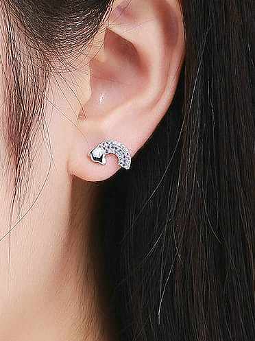 925 Sterling Silver Cubic Zirconia Rainbow Cute Stud Earring