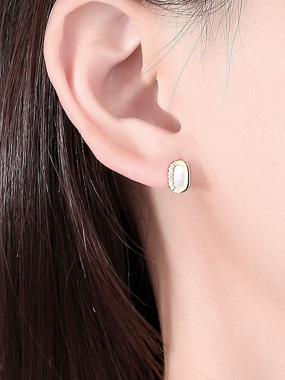 925 Sterling Silver Shell Geometric Minimalist Stud Earring