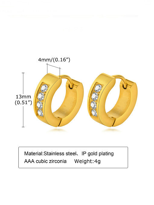 Stainless steel Rhinestone Geometric Minimalist Huggie Earring