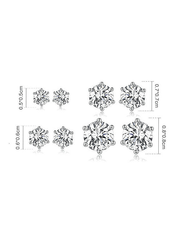 925 Sterling Silver Cubic Zirconia Hexagon Dainty Stud Earring