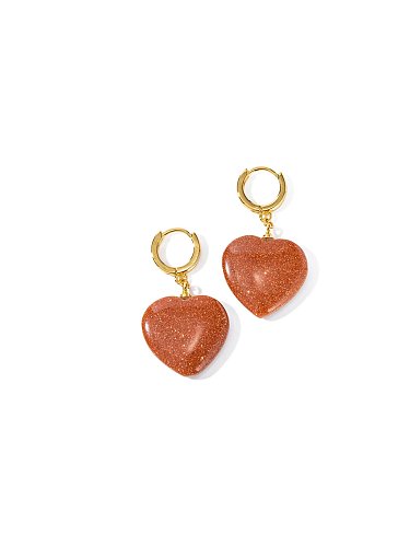 Boucles d'oreilles pendantes vintage en forme de cœur en résine en acier inoxydable