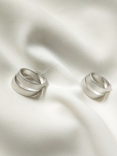 Plata de ley 925 con anillos geométricos de personalidad chapados en platino