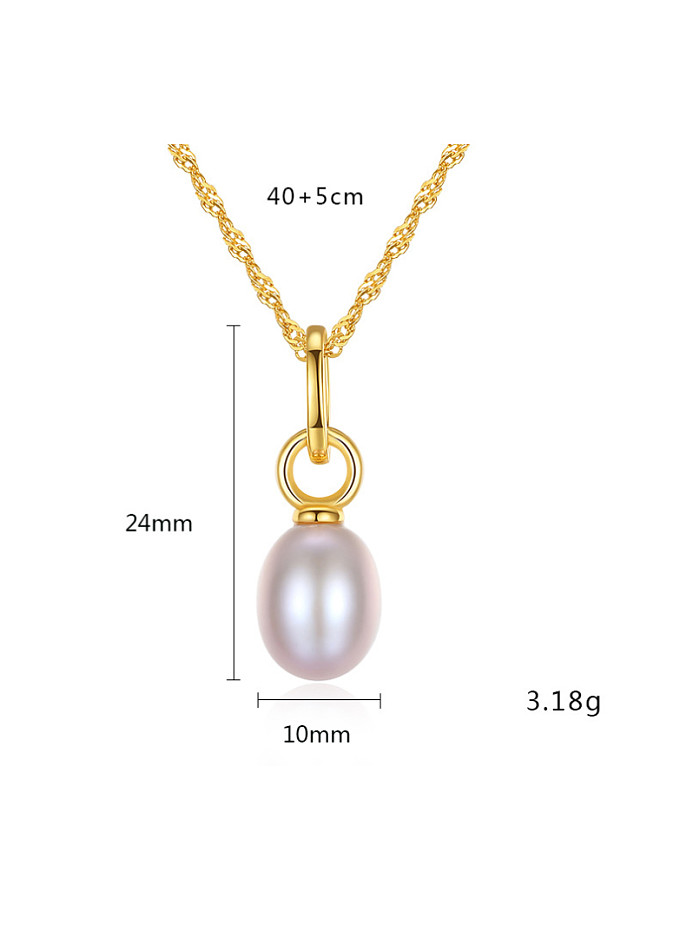 Pure silver 18K-gold freshwater pearl necklace