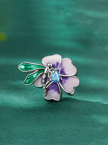925 Sterling Silver Enamel Flower Trend Beads