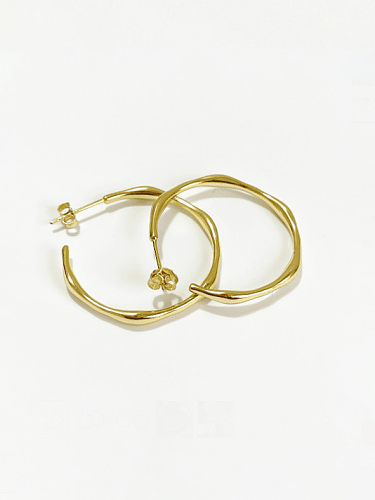 Brinco de orelha de anel de ouro irregular de prata esterlina