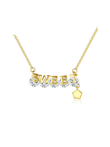 Collar minimalista con letra de diamantes de imitación de plata de ley 925