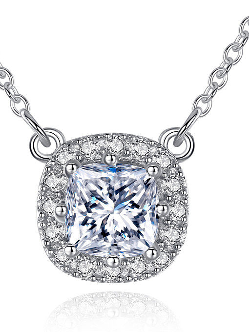 Sterling Silver AAA zircon bling bling Necklace