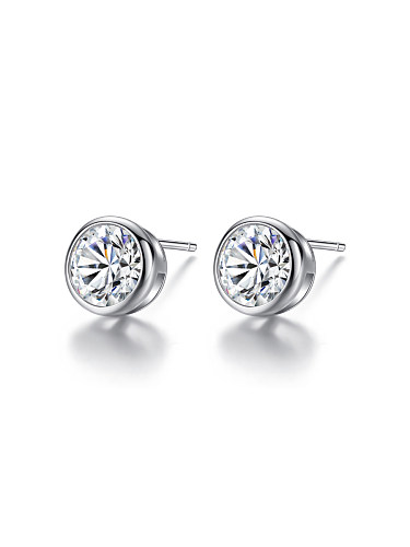 Sterling silver with 3A zircon minimalist round earring