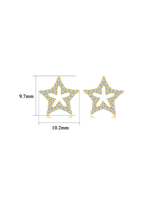 Minimalistischer Pentagramm-Ohrstecker aus 925er Sterlingsilber mit Zirkonia