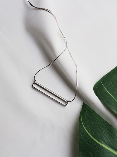 Sterling silver long tube minimalist necklace