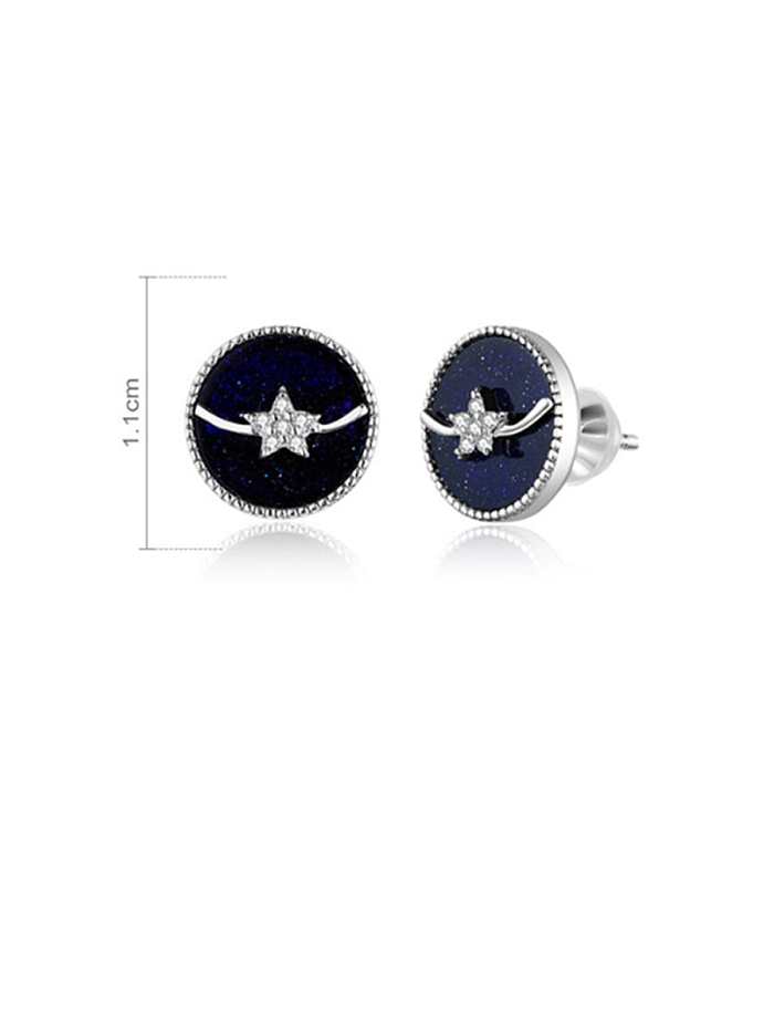 925 Sterling Silver With White Gold Plated Minimalist Round Stud Earrings