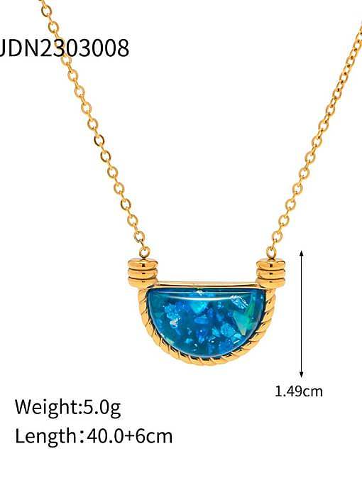Set mit Ohrringen und Halsketten aus trendigem geometrischem Edelstahlharz in Blau