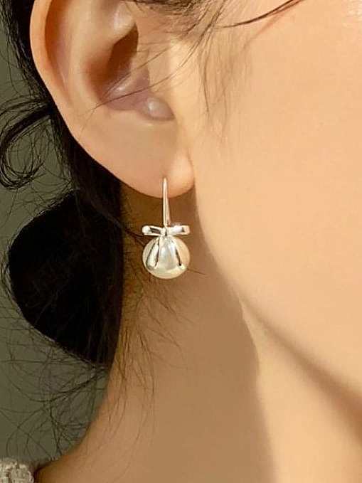 925 Sterling Silver Imitation Pearl Geometric Vintage Hook Earring