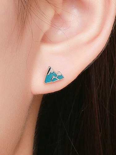 925 Sterling Silver Enamel Triangle Minimalist Stud Earring