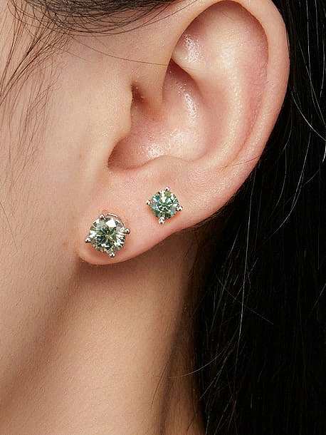 925 Sterling Silver Moissanite Geometric Classic Stud Earring