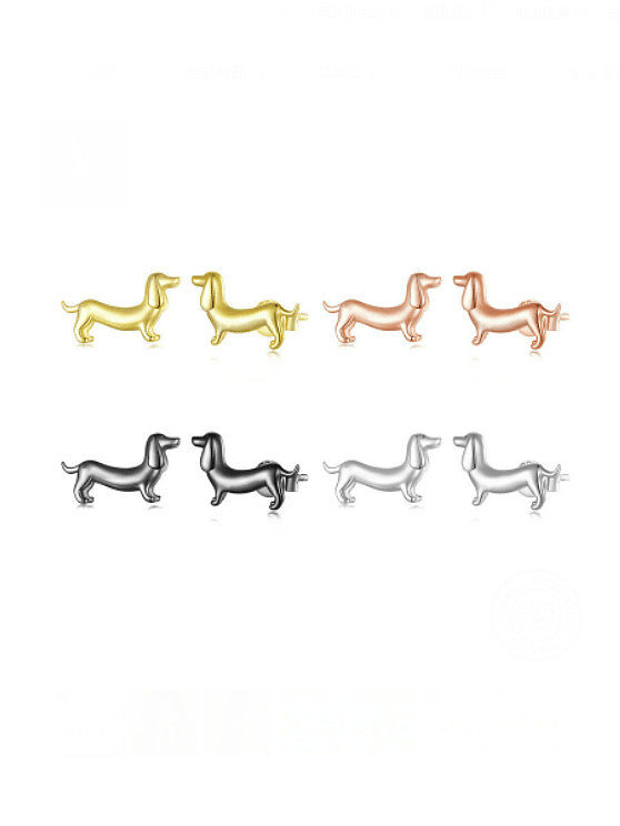 925 Sterling Silver Dog Cute Stud Earring