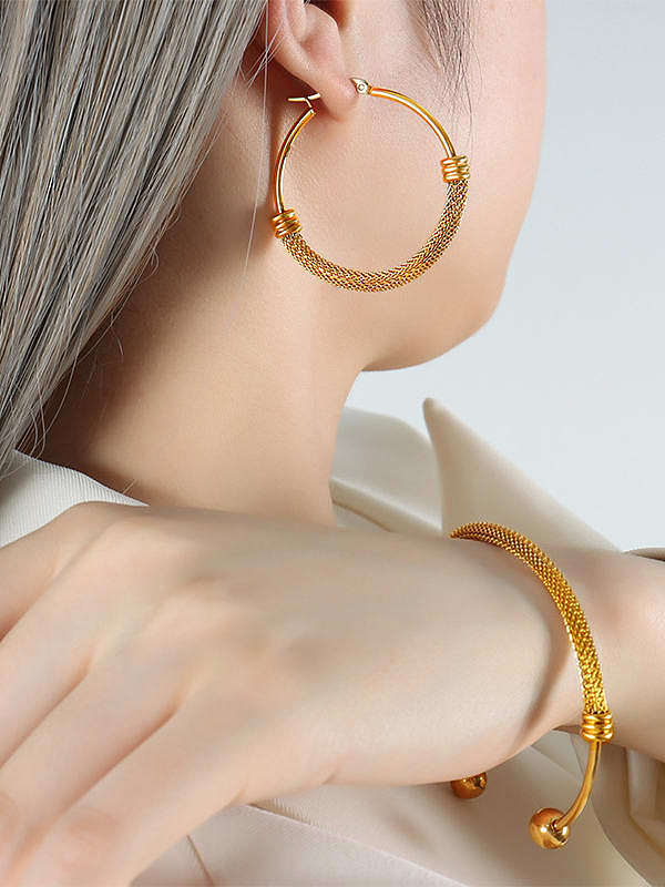 Ensemble bracelet et collier de boucles d'oreilles en acier au titane géométrique tendance
