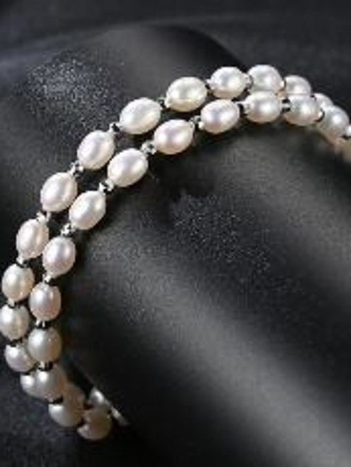 Pure Silver Freshwater Pearl double Bracelet