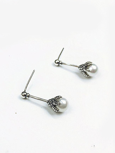 Boucles d'oreilles perle synthétique en argent sterling