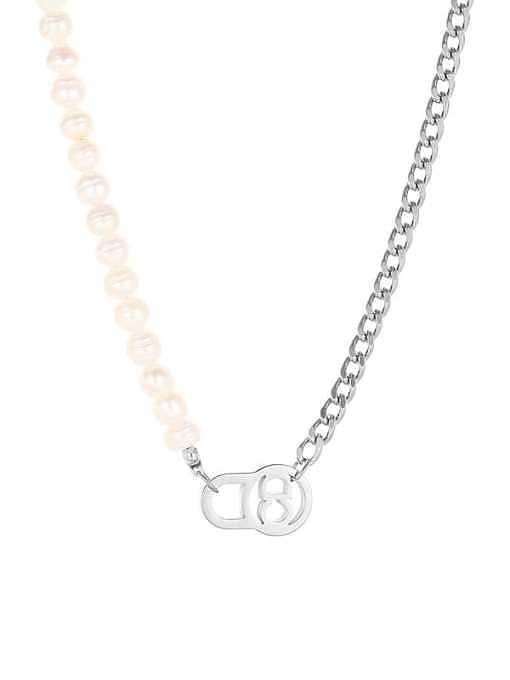 Titanium Steel Freshwater Pearl Letter Trend Necklace