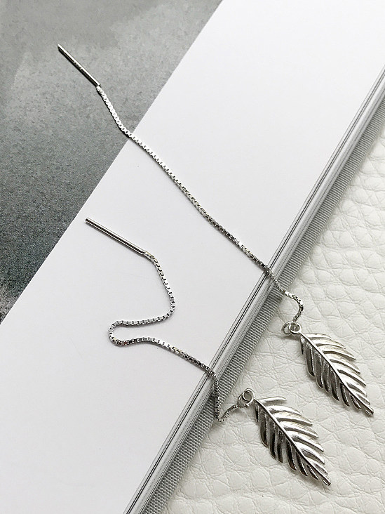 Sterling Silver Leaf ear thread