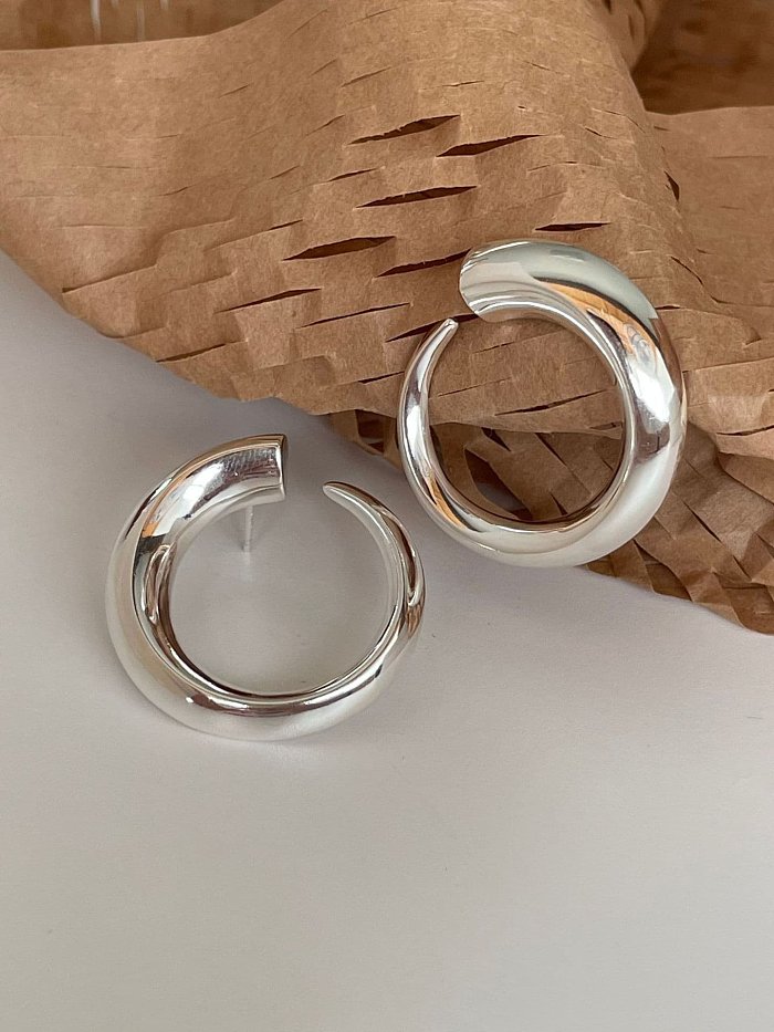 925 Sterling Silver Geometric Minimalist Huggie Earring