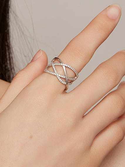 925 Sterling Silver Cubic Zirconia Geometric Classic Stackable Ring