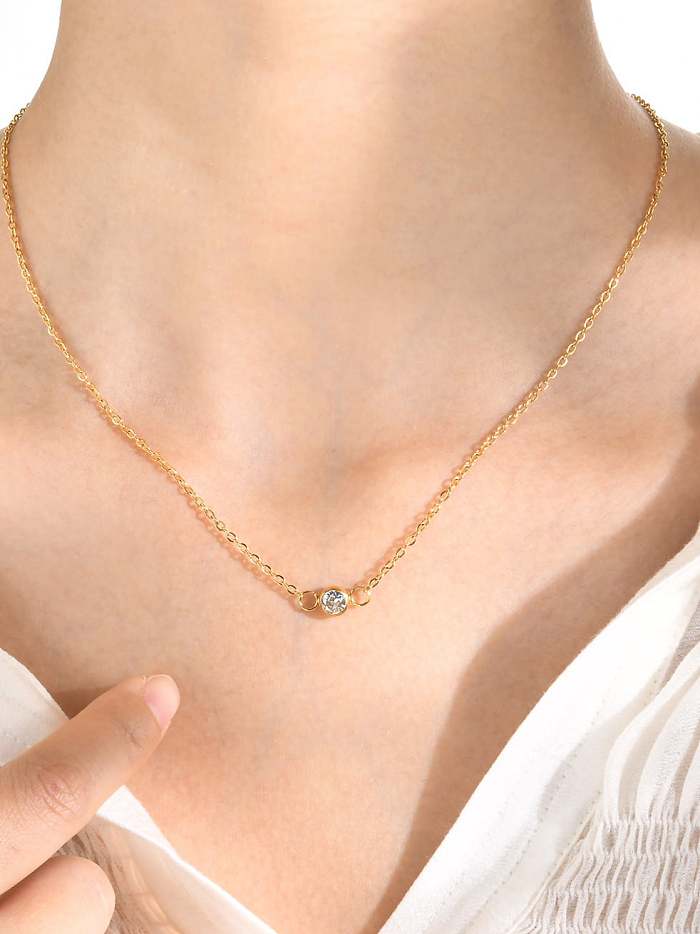 Titanium Steel Rhinestone Geometric Minimalist Necklace