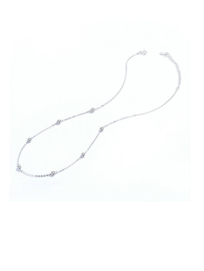 925 Sterling Silver With White Gold Plated Minimalist Clavicle Necklaces