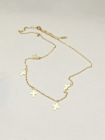 Mini-Kreuz-Halskette aus reinem Silber und Gold