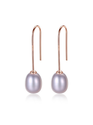 Pure silver 8-9mm Natural Pearl Earrings