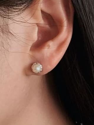 Boucles d'oreilles minimalistes géométriques en argent sterling 925 avec perle d'imitation